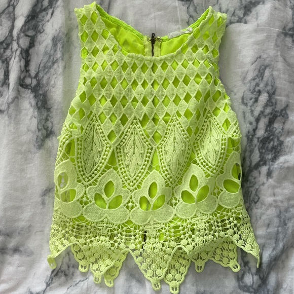 Neon yellow lace top - Picture 1 of 2